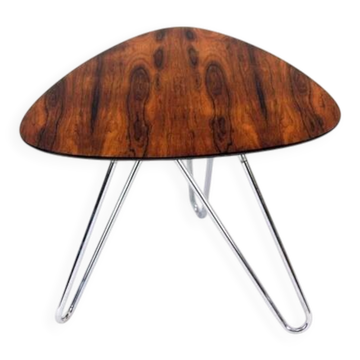 Retro Vintage Danish Chrome & Rosewood Coffee Side Table Mid Century 50s 60s 70s