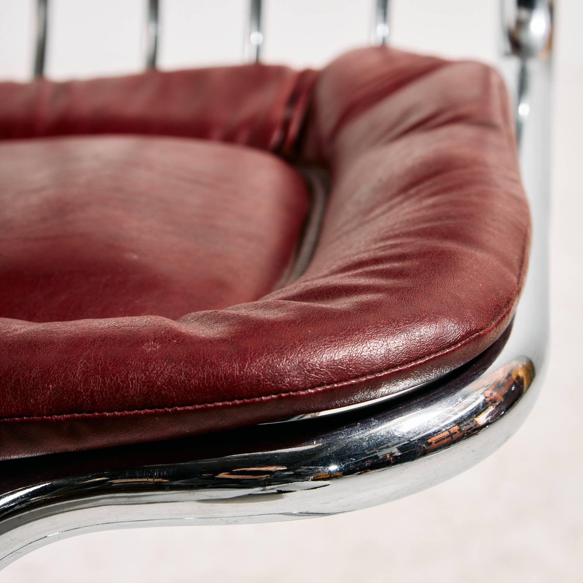 Italian chrome and leather dining set by Gastone Rinaldi, set of 7.