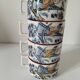 Ensemble de 4 tasses à bouillon Digoin & Sarreguemines, décor Timor