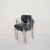 Set of five chrome and leather dining chairs by Aryform, Sweden 1970's