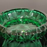 Ashtray in transparent cut glass green color made in france