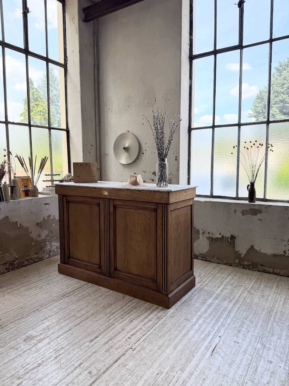Oak and marble counter 1950