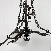 Lustre gothique vintage en laiton et verre, 1970s