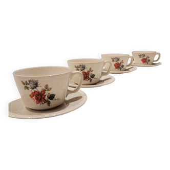 4 Boch La Louvière cups and saucers