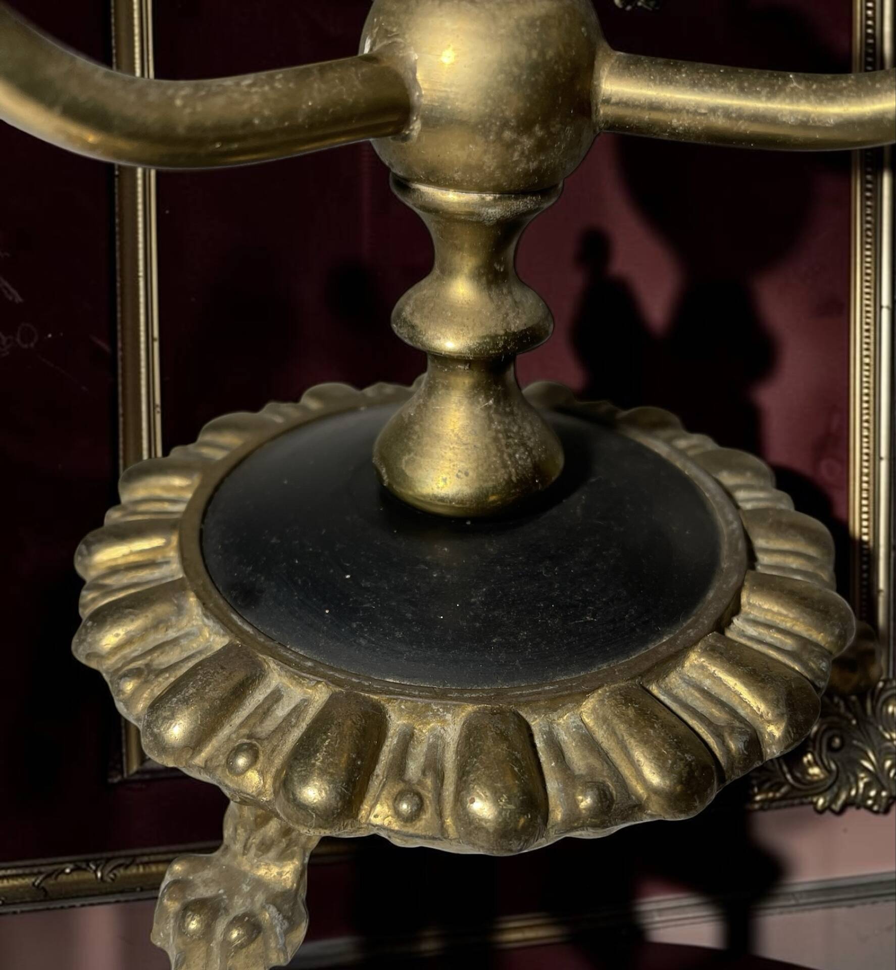 Antique three-light table lamp