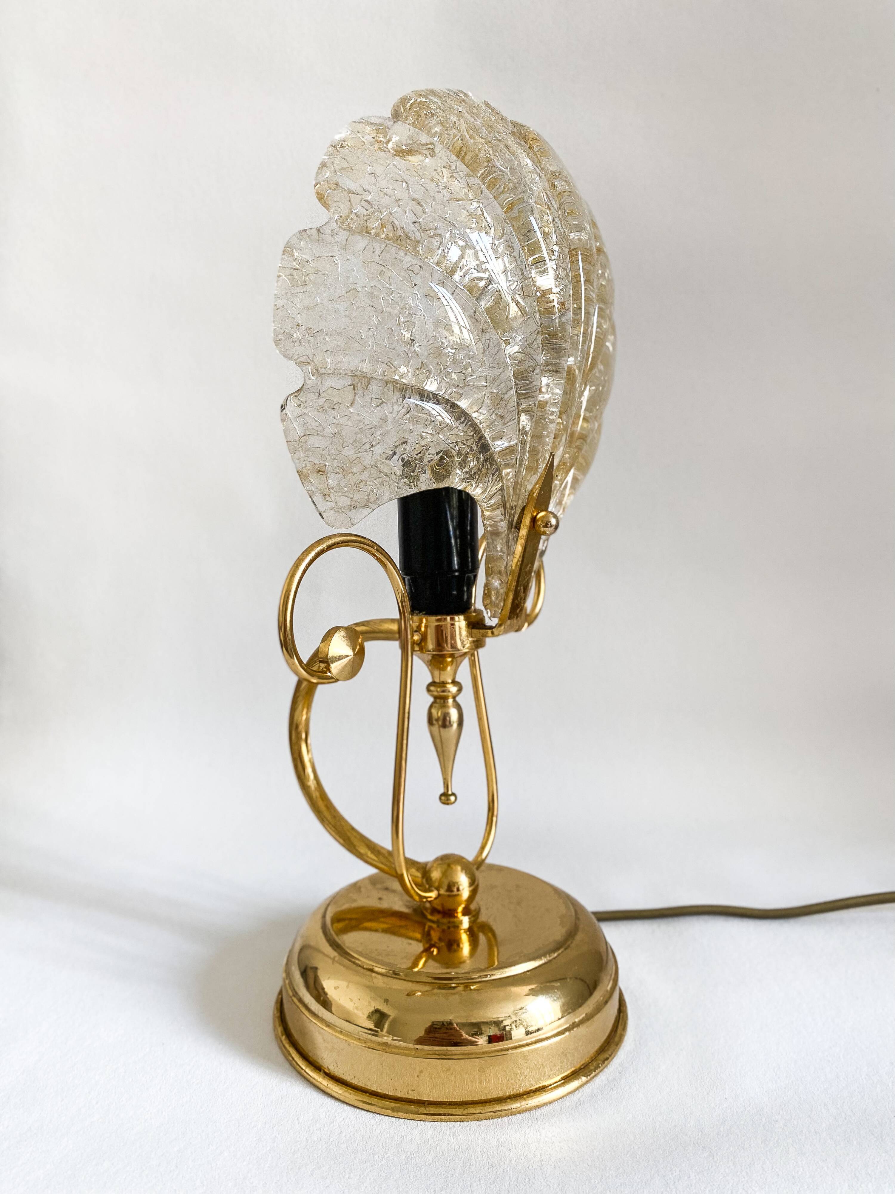 Glass bedside lamp with petal pattern, 50s