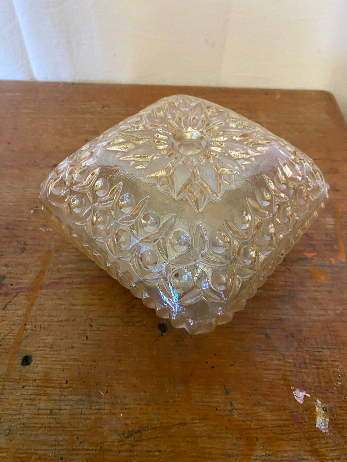 Antique Gold Molded Glass Wall Light Ceiling Lamp + Black Wine Metal Bracket