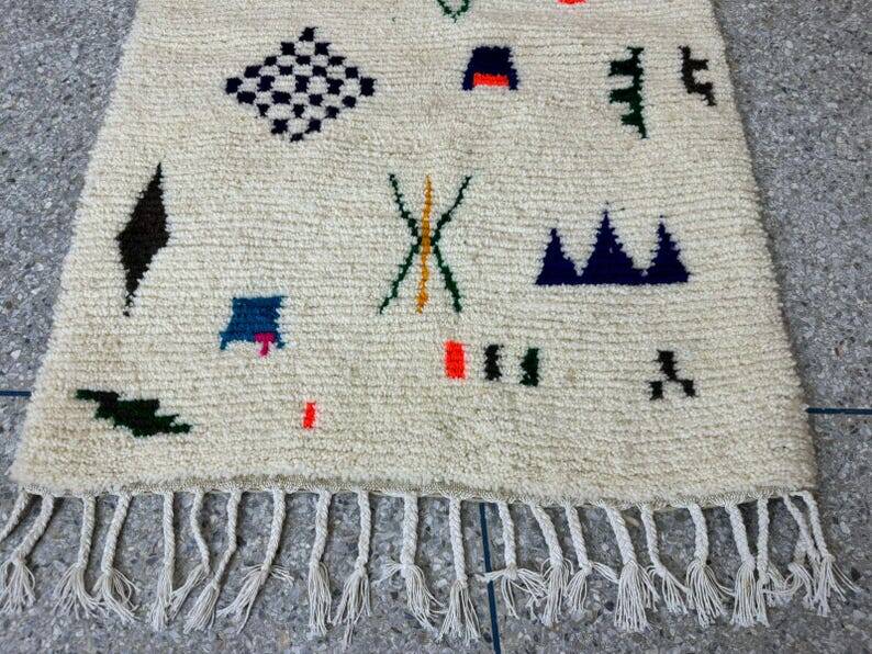 Custom white rug - colorful Beni Ourain rug 250/150cm