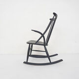 Rocking-chair en bois noir par Illum Wikkelso pour Niels Eilersen modèle IW3, Danemark 1958