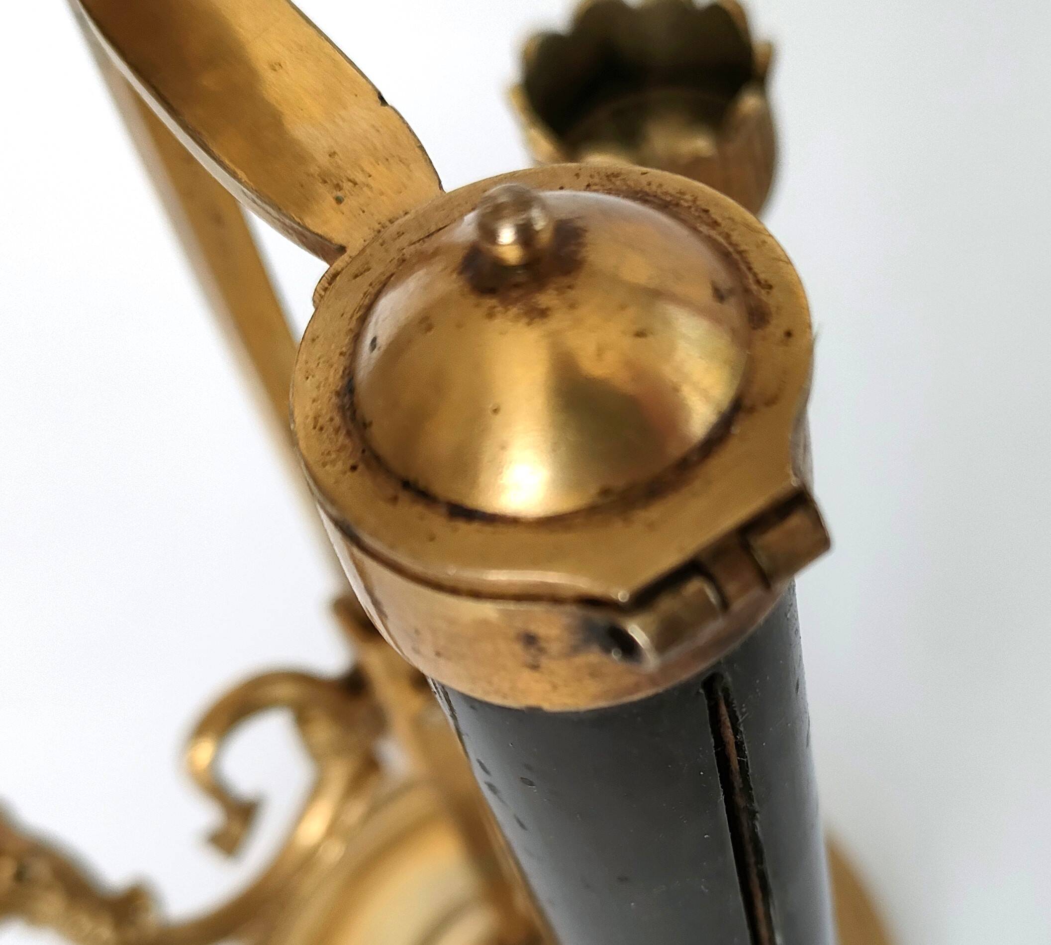 Chandelier with the Fan, the Griffins and the Rooster - Louis XVIII - Gilded brass