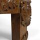 Solid oak coffee table carved with fauns and gray marble top, France, circa 1940