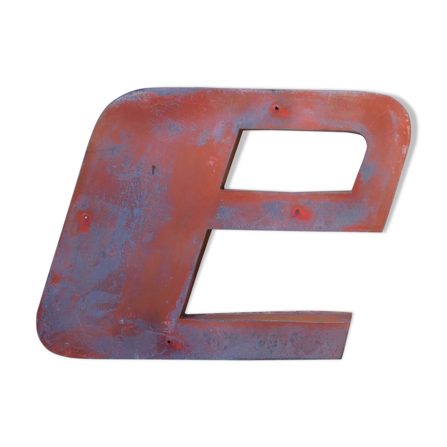 Letter to sign vintage metal 'E '.