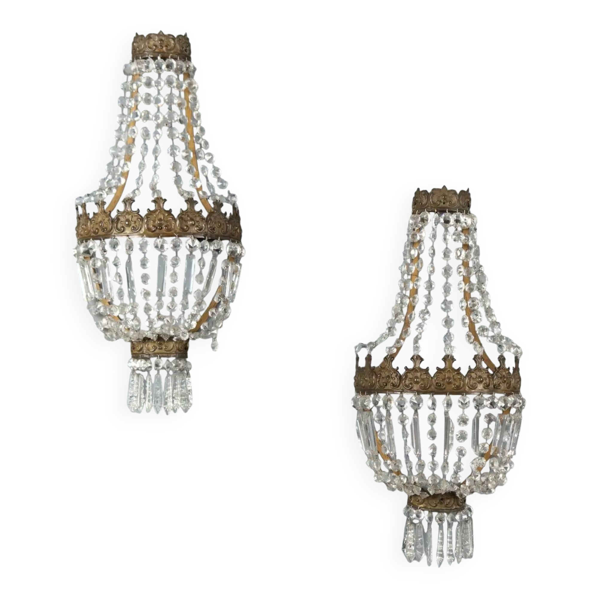Antique metal wall sconces, Italy, 19th century