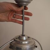 Opaline sphere and metal circle chandelier