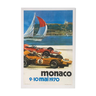 Affiche original Grand Prix de Monaco par Michael Turner en 1970 - Petit Format - On linen
