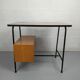 Bureau vintage formica et métal caisson deux tiroirs