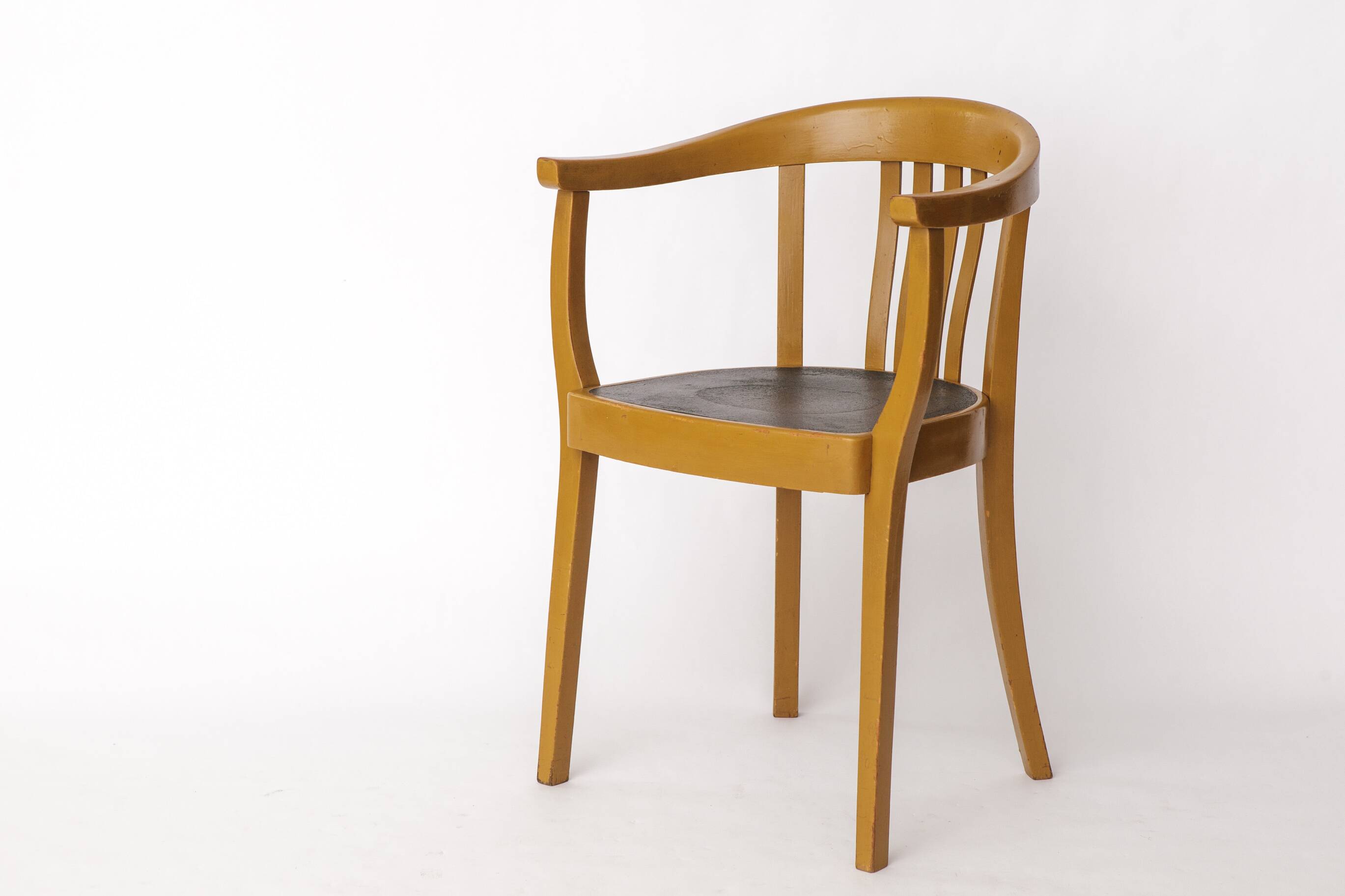 Fauteuil vintage allemand – Jaune moutarde et vert des années 1950 – Style Mid-Century