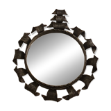 Miroir brutaliste en fer forgé Espagne 1950