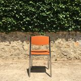 Set 3 chrome steel chairs - 1 70's stool