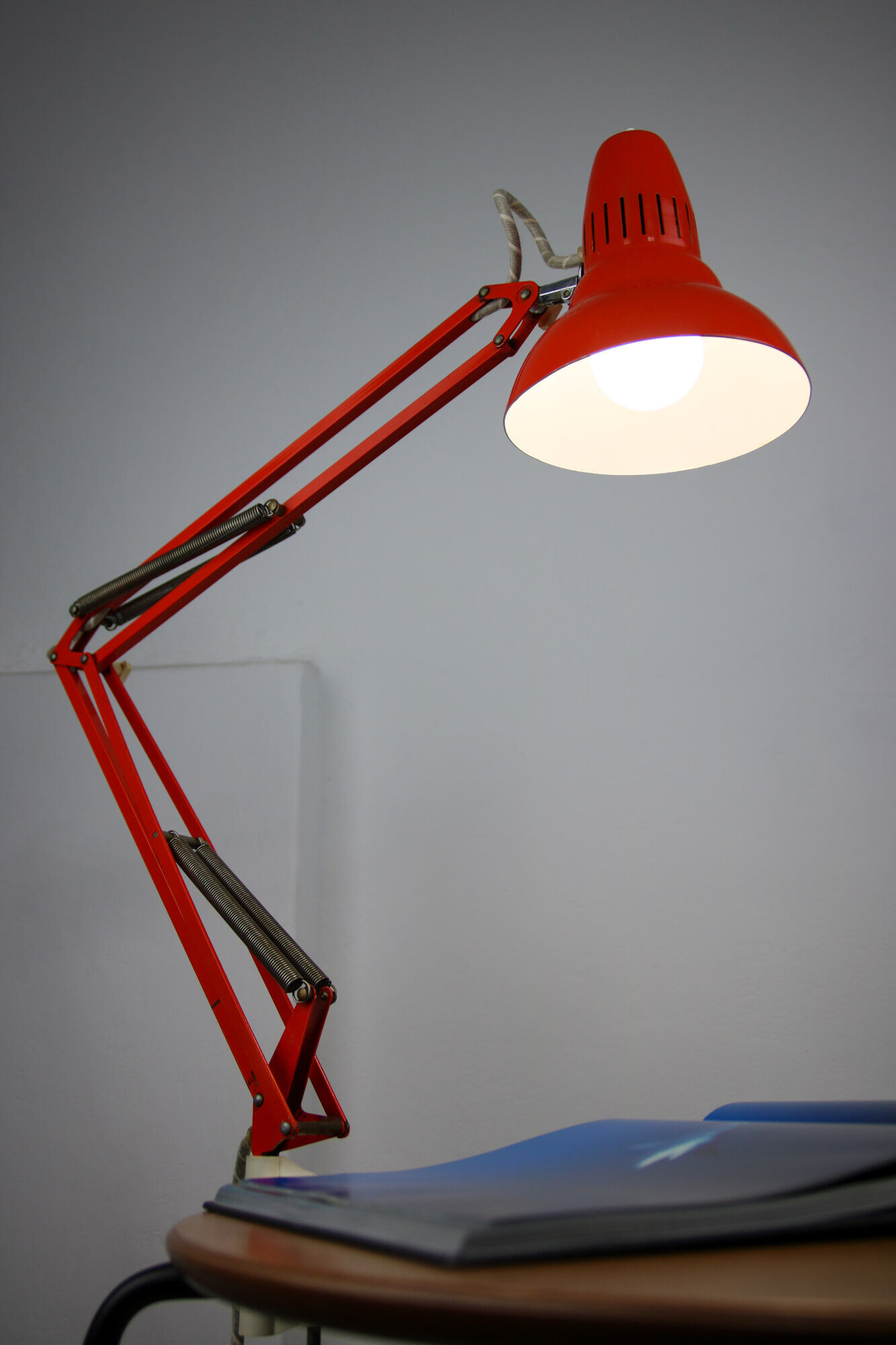Orange Adjustable Achitect Table Lamp by Luxo, 1970s