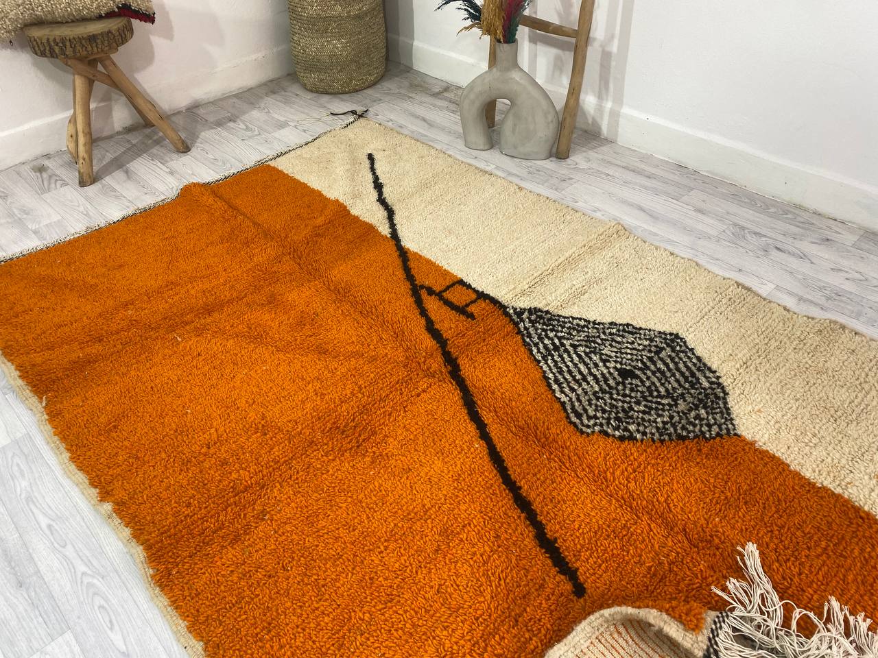 Handmade Moroccan Berber carpet 252 x 152 CM