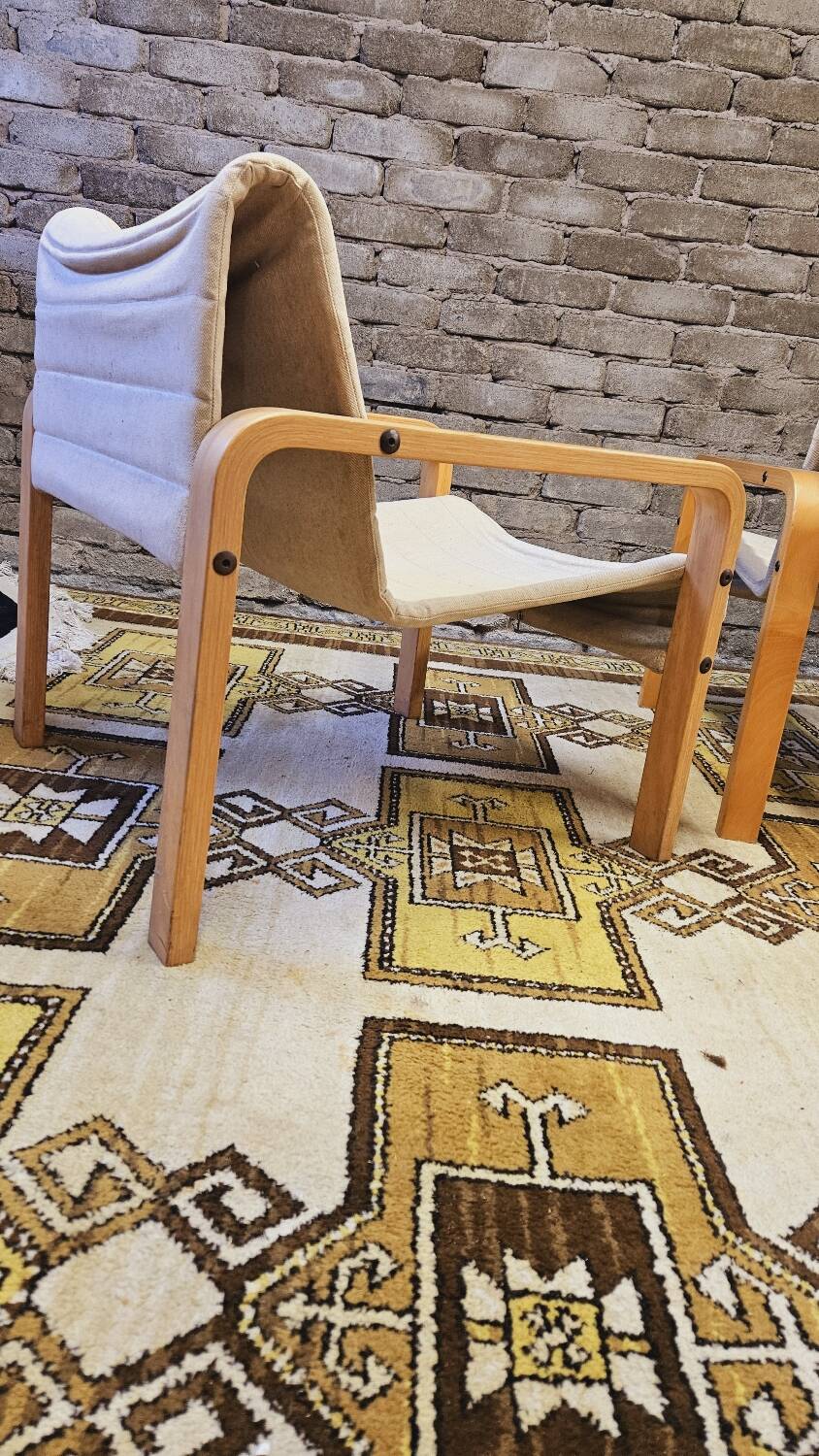 Paire de fauteuil bois courbé 1970 vintage