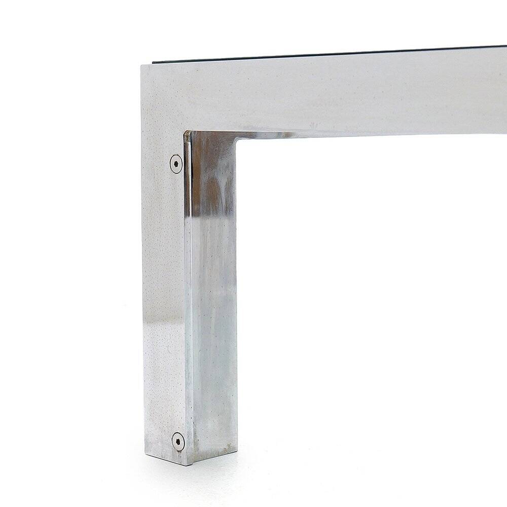 Table basse en acier et verre par Alberto Rosselli pour Saporiti, années 1970