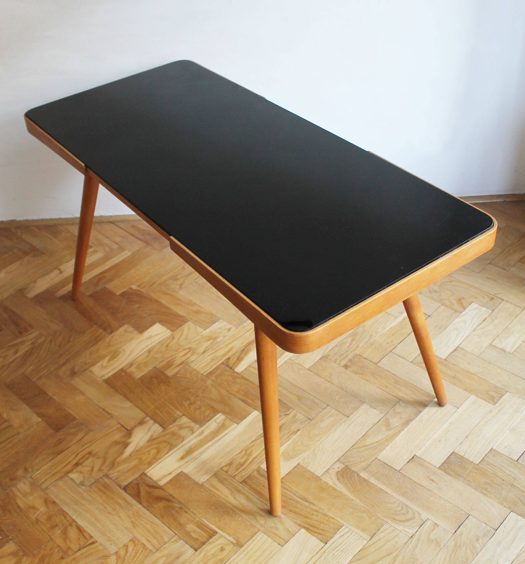 1960's Mid Century Coffee Table with a black opaxite glass by Jiri Jiroutek