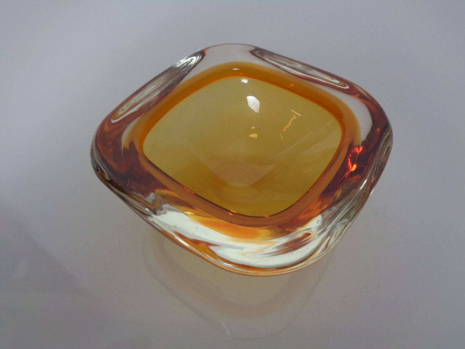 Amber Murano Glass Bowl, Italy, 1960s