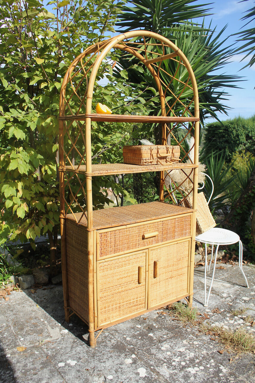 Vintage rattan bookcase