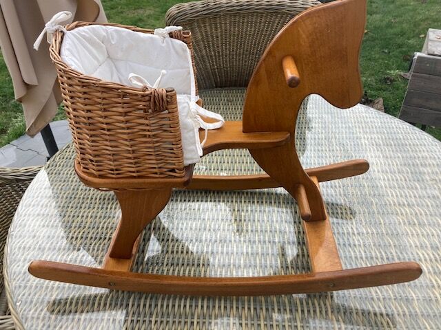 Wood/rattan rocking horse Moulin Roty
