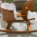 Wood/rattan rocking horse Moulin Roty
