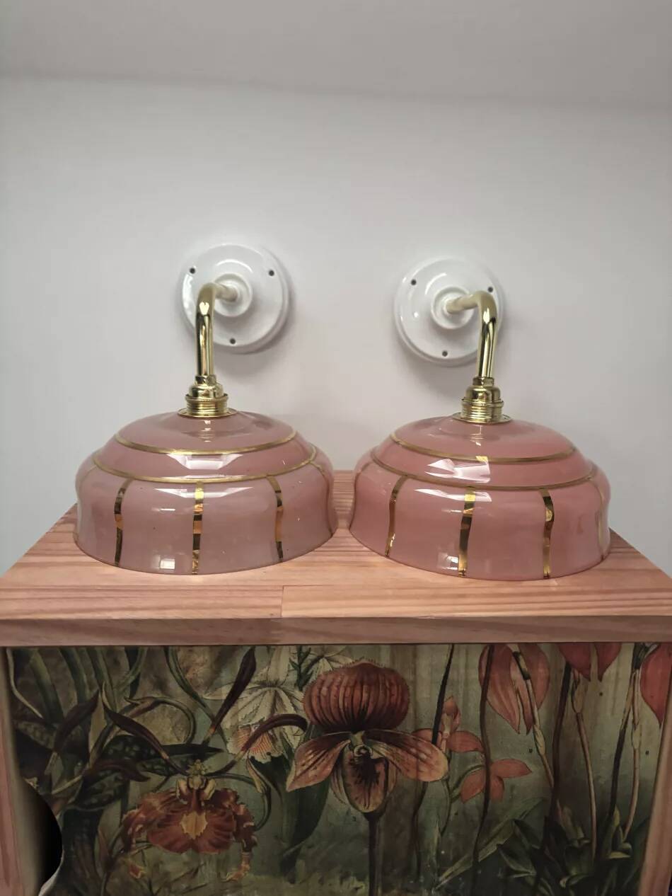 Pair of pink wall sconces