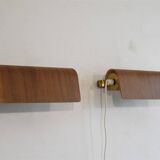 Pair of Scandinavian wall lights in teak from the 1960s.