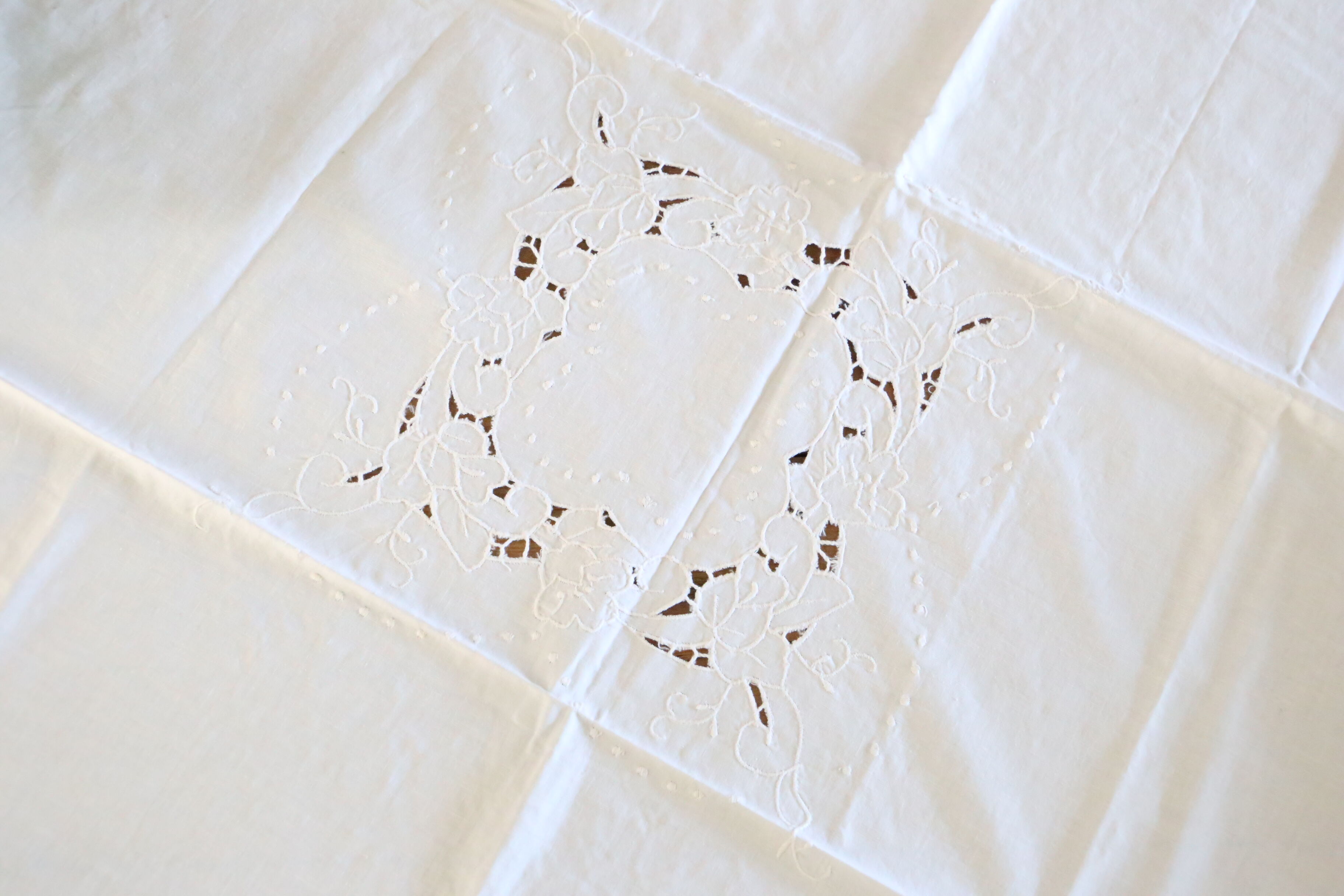 Square tablecloth, embroidered, cotton