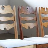 Set of 6 vintage Danish oak razorblade highback chairs by H. Kjærnulf, 1960s