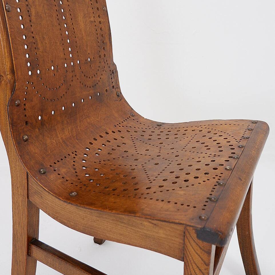 Church Chairs with perforated plywood, 1920s