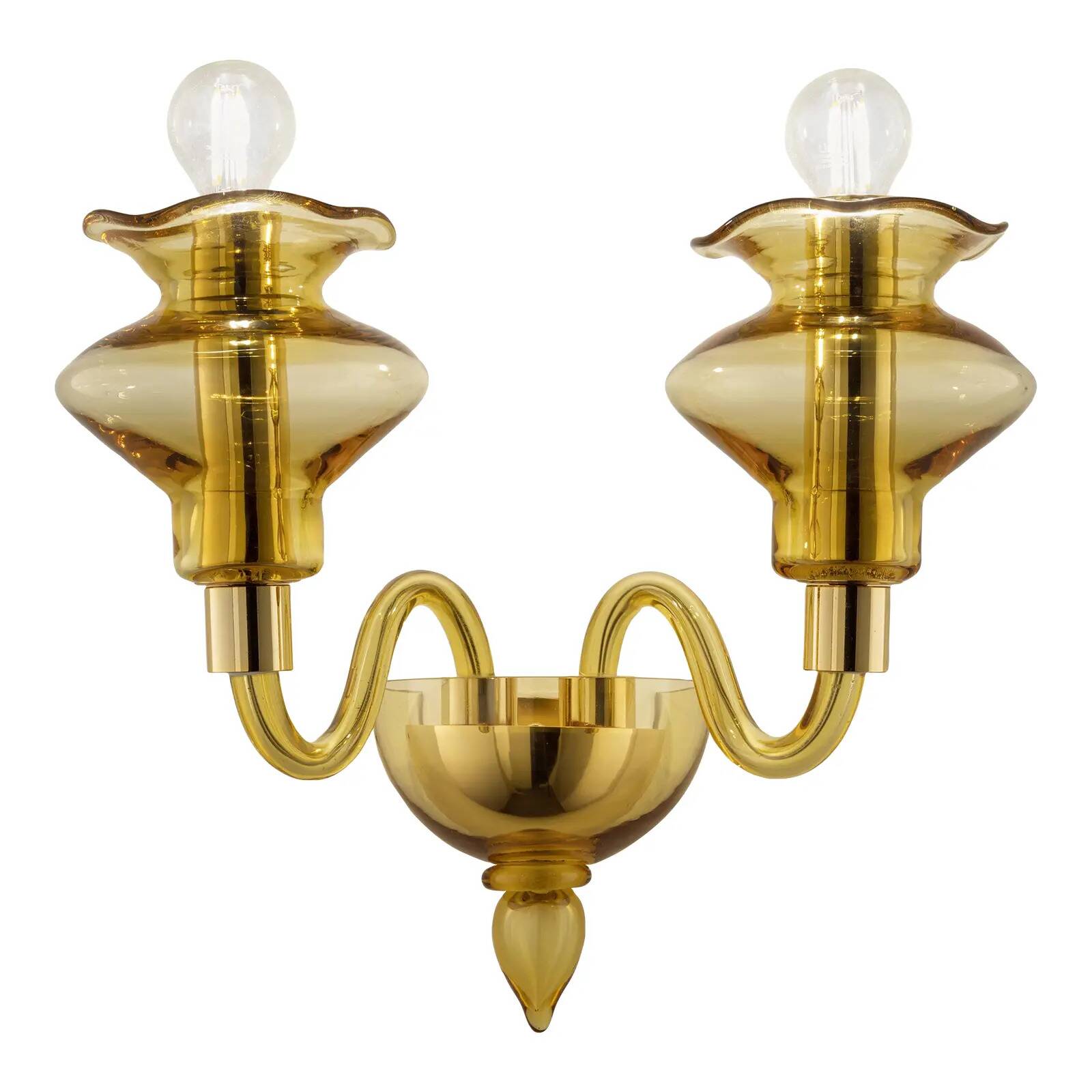 Modern Amber Murano Glass Sconce with Elegant Linear Design