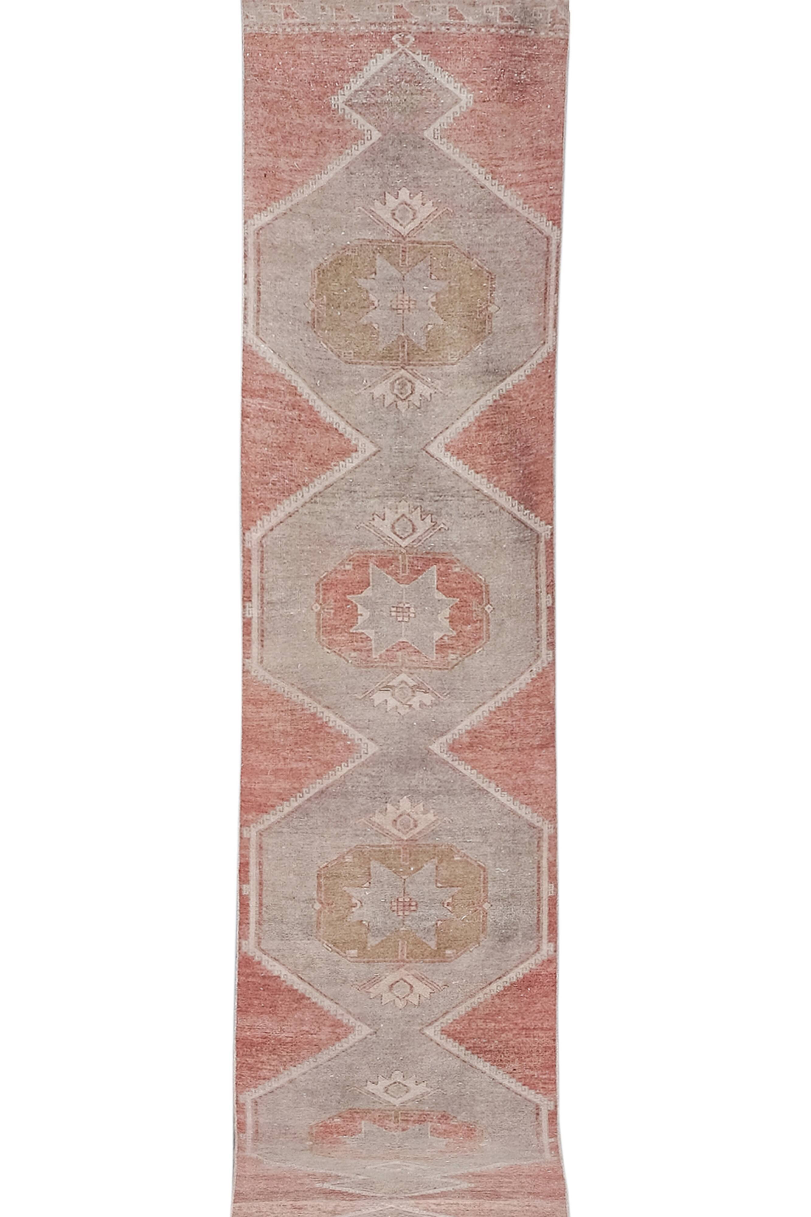 Vintage Turkish rug from Oushak, hand-woven 81x770 cm
