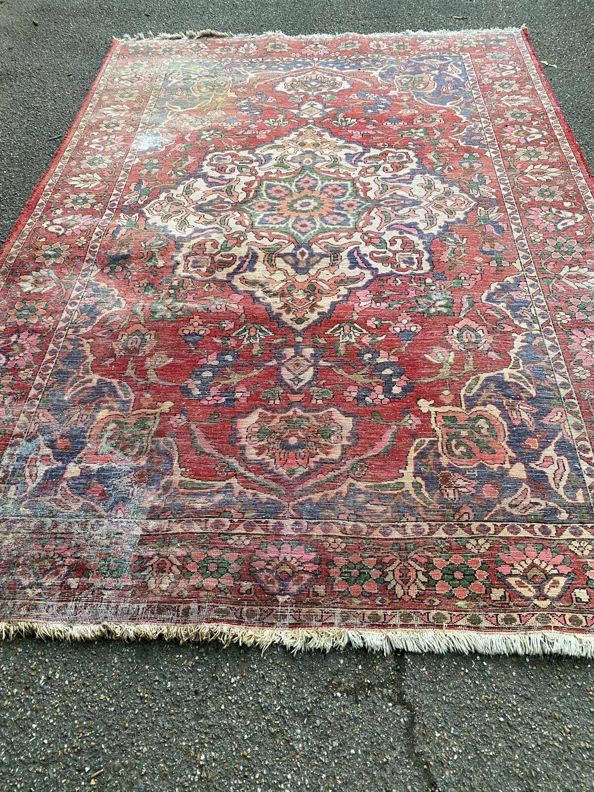 Tapis persan en laine peignée velours bordeaux 300x200