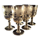 Suite of 6 cooked wine or port glasses in beautifully worked crystal tabletop art
