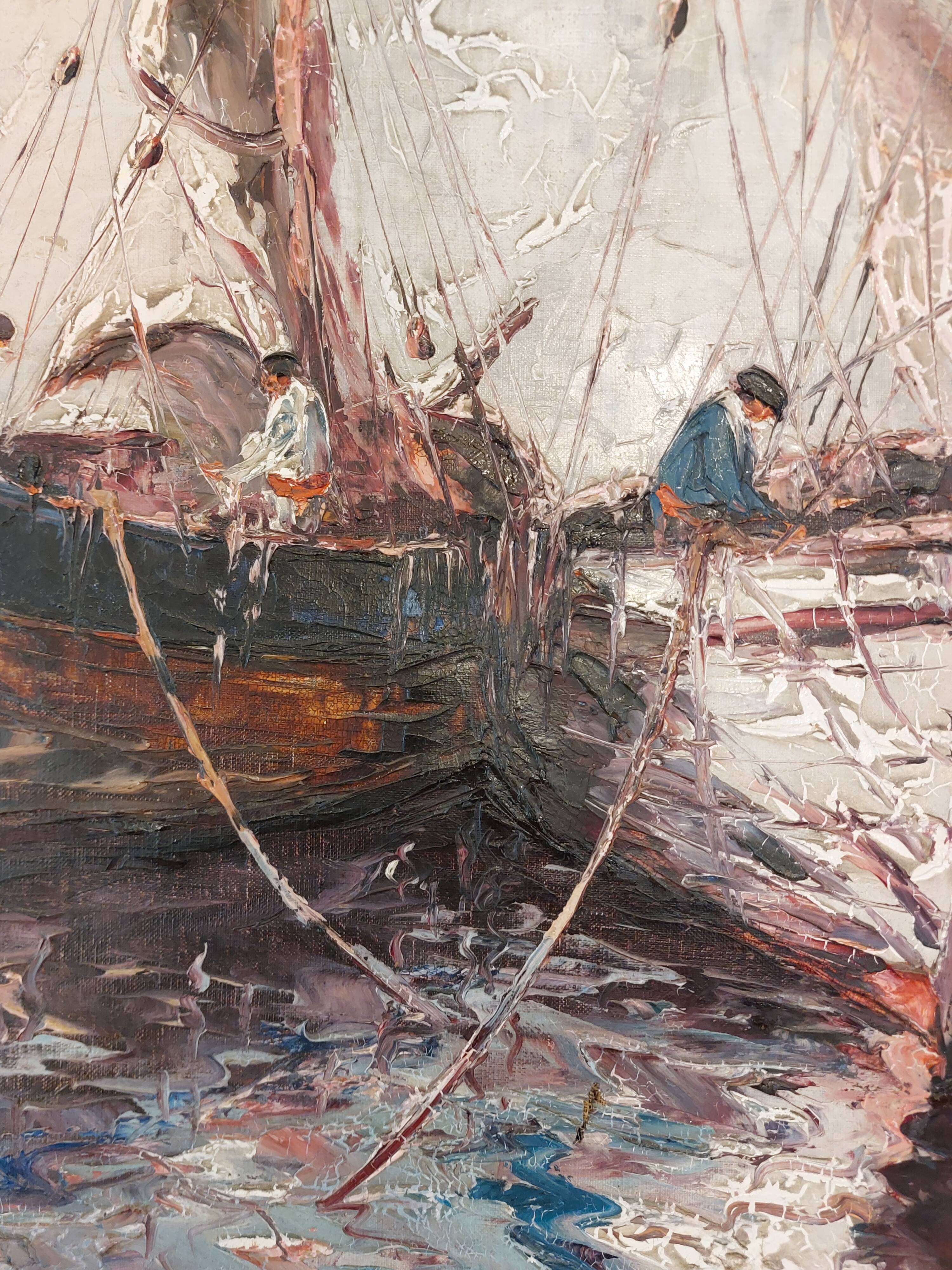 Painting Port of St Tropez 20th century