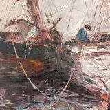 Tableau Port de St Tropez XXème siècle