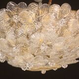 Elegant Murano Ceiling Light Gold and Trasparent Flower by Seguso for Venin