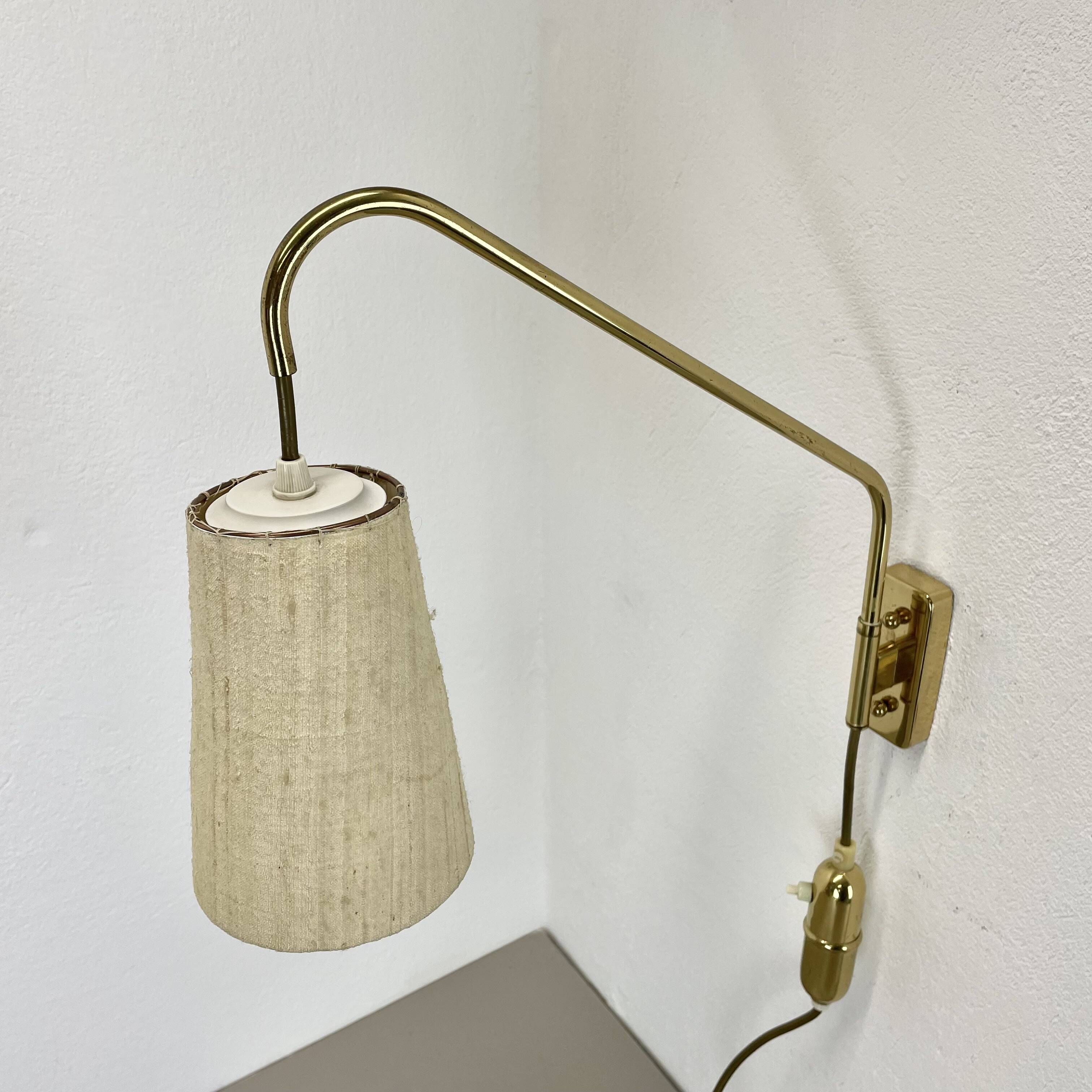 Minimalist Adjustable Swing Arm counterweight Brass Wall Light, Germany 1950