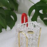 Trio of crystal ashtrays on its support, 1950, translucent, vintage