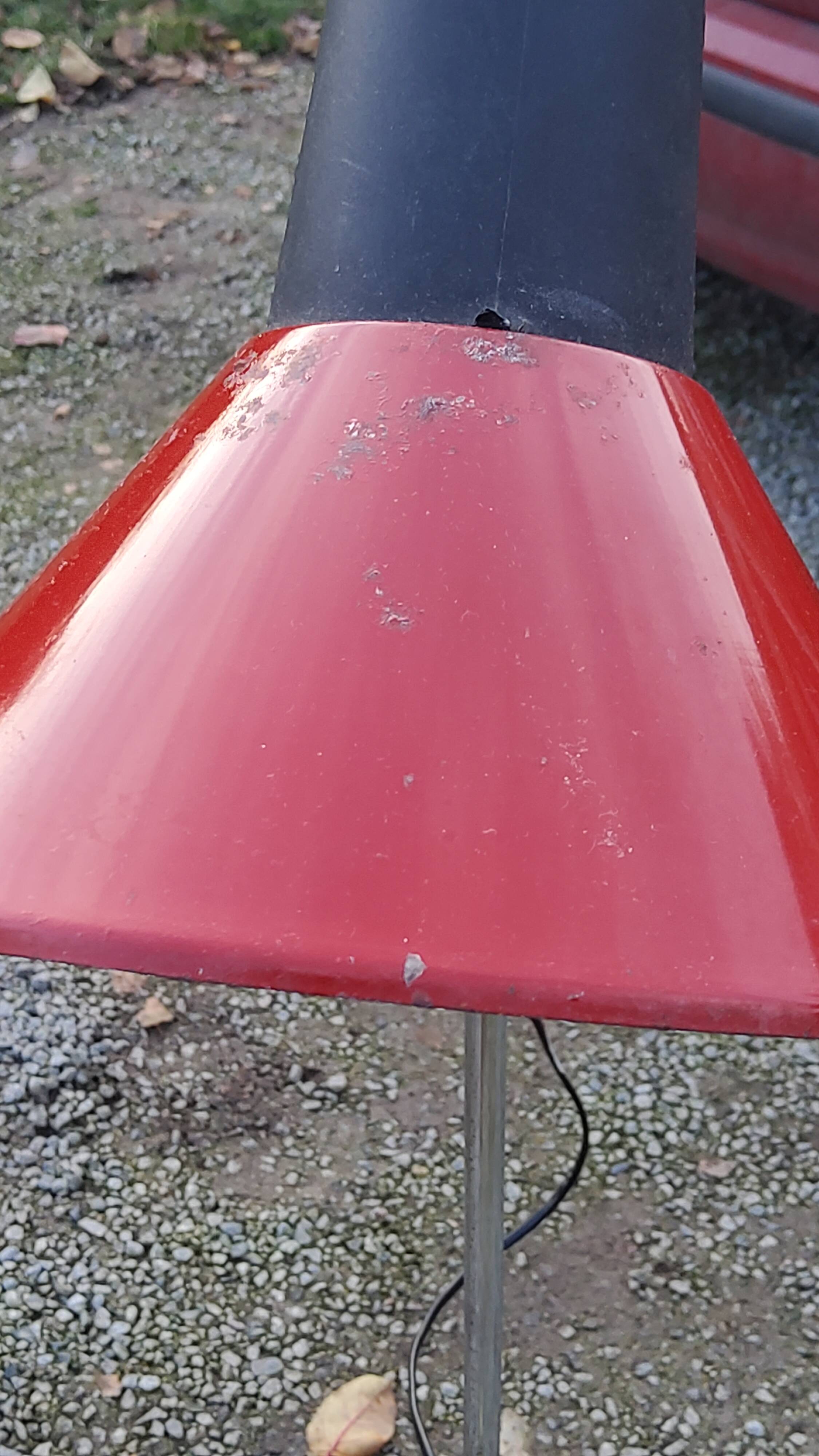 Designer reading lamp from the 70s in chrome and red lacquered sheet metal