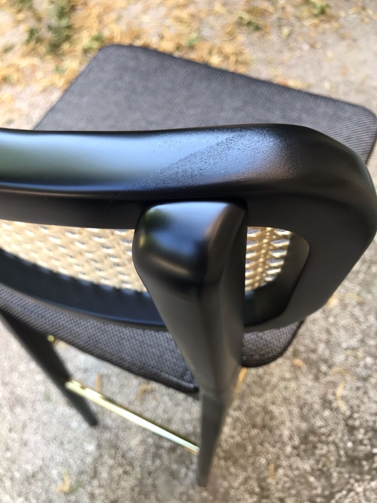 Cannage stool top black wood caviar fabric Red Edition