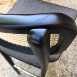 Cannage stool top black wood caviar fabric Red Edition