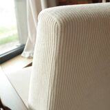Scandinavian beige corduroy armchair, modern design H.Lis